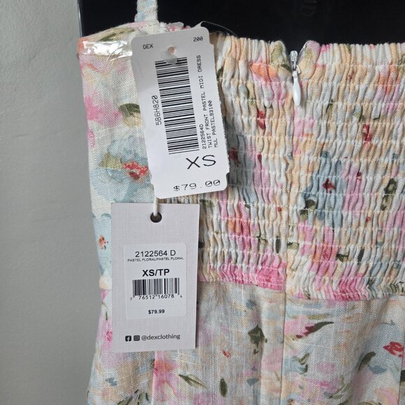 NEW NWT Dex Front Twist Floral Midi Dress Linen blend - Picture 6 of 8